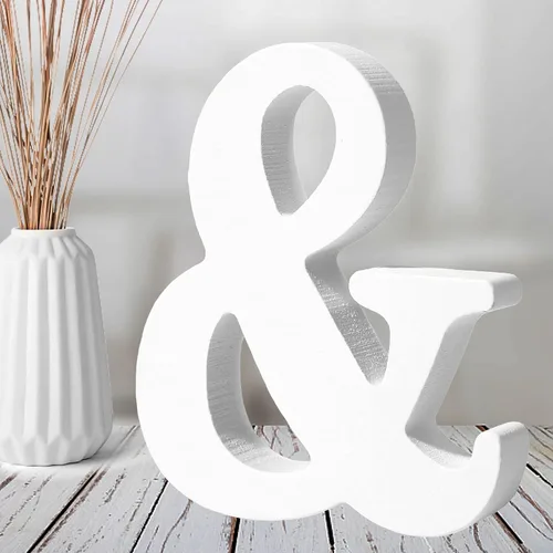 Vista 31 de AOCEAN Letras de madera blanca de 6 pulgadas, letras de madera sin terminar para decoración de pared, letras de pie, rebanadas, decoración