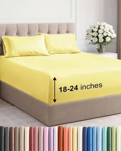 Vista 33 de Sábanas individuales de bolsillo extra profundo, sábanas transpirables y refrescantes de 3 piezas, juego de sábanas de lujo para hotel, suaves, sin