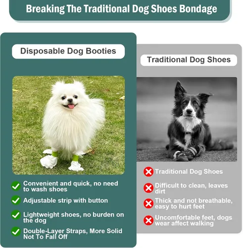 Vista 3 de Botines desechables impermeables para protección de patas, calcetines desechables para perros pequeños, protectores de patas de perro para perros