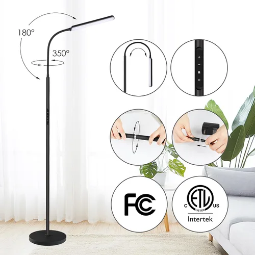 Vista 8 de Dimunt Lámpara de pie LED, lámparas de pie brillantes de 15W para sala de estar con temporizador de 1H, lámparas de pie ajustables sin escalones