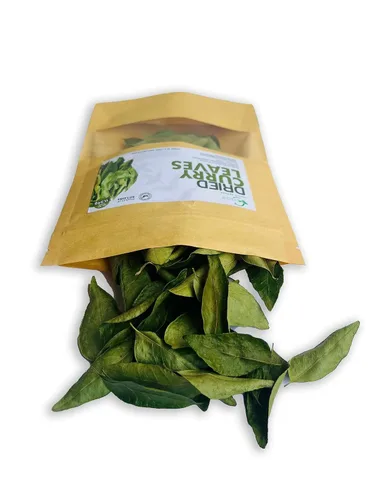 Vista 3 de Hojas de curry secas 0.4 Oz (11.34g) hojas enteras premium de aroma fresco Sabor aromático y distintivo con toda la frescura de Kari Patta, sin