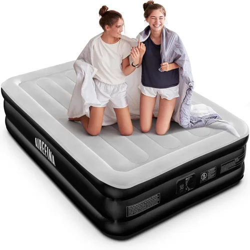 Vista 7 de Airefina Colchón de aire Queen con bomba incorporada, colchón inflable elevado cómodo con bolsa de transporte, cama de aire probada de fugas de 48