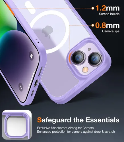 Vista 5 de TORRAS Funda para iPhone 14 y iPhone 13, diseñada para MagSafe, protección contra caídas de grado militar a prueba de golpes, funda magnética