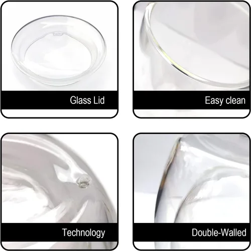 Vista 7 de Taza de café de vidrio de borosilicato de doble pared para café caliente o helado, leche, té (15 onzas)