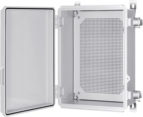Vista 9 de Caja de conexiones Gratury, carcasa de plástico impermeable IP67 para proyectos eléctricos, cubierta con bisagras gris, incluye placa de montaje