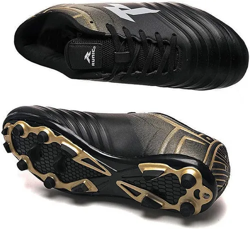 Vista 2 de RUNIC Tacos de fútbol para hombre, zapatos de fútbol, disponibles en césped, interiores y suelas firmes