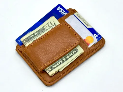 Vista 10 de Goson Cartera de cuero con clip para dinero para hombre, billetera de bolsillo frontal, tarjetero de crédito, cartera minimalista delgada