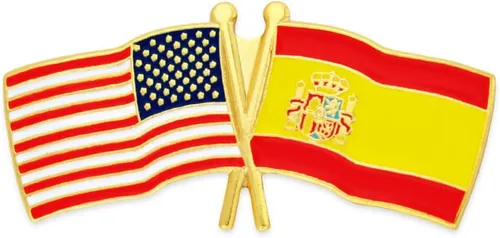 Vista 34 de PinMart Pin de solapa esmaltado con bandera de la amistad cruzada de Estados Unidos y el mundo