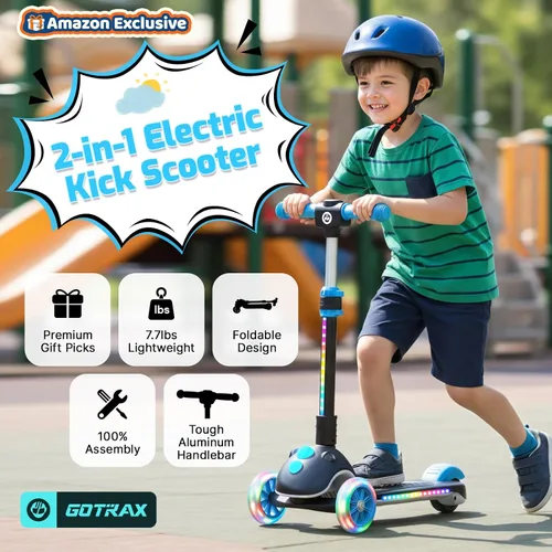 Vista 2 de Gotrax SK1 Scooter eléctrico plegable, 3 ruedas para niños a partir de 4 Negro
