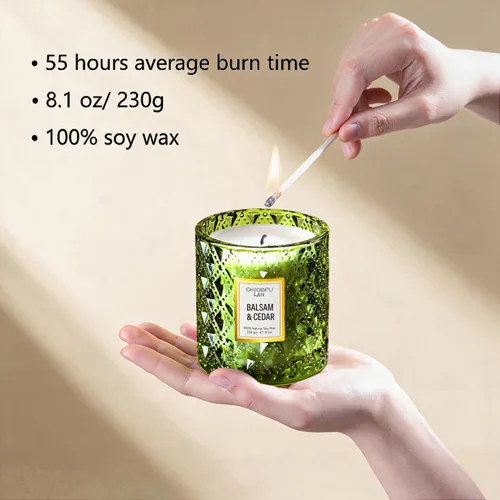 Vista 2 de Chloefu LAN Vela perfumada de bálsamo y cedro, regalo de velas de Navidad, regalos de festival navideño, velas grandes de lujo perfumadas de soja
