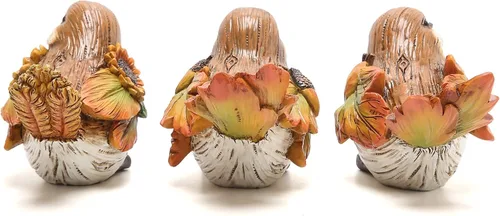 Vista 3 de Hodao Decoración de pájaros de calabaza de Acción de Gracias de 3.5 pulgadas de altura, pájaros hechos a mano para decoración de otoño, regalo