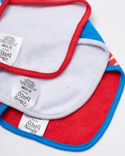 Vista 5 de Disney Mickey Mouse - Babero bandana para bebé, paquete de 3 baberos de Mickey Mouse (azul/rojo/gris, 0-12 meses)