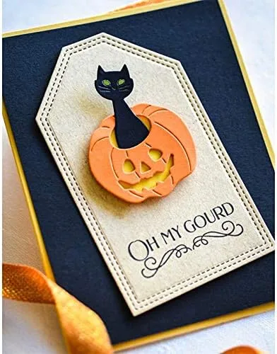 Vista 2 de MSBDIE - Troqueles de corte de metal con diseño de gato negro feliz para manualidades, álbumes de recortes y fabricación de tarjetas, papel
