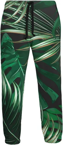 Vista 6 de ultaro Mens Tropical Palm Leaf Jungle Sweatpants Lightweight Casual Joggers for Workout Gym Running Jogging