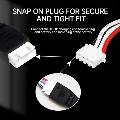 Vista 4 de Cargador USB de 2 piezas 3S 11.1V 2A para coches de control remoto, barcos, drones, pistolas de aire y juguetes a control remoto, cable de carga USB