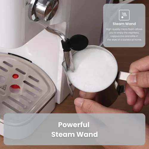 Vista 7 de Gevi - Máquina compacta de café expreso de 20 barras con espumador de leche para café con leche y capuchino