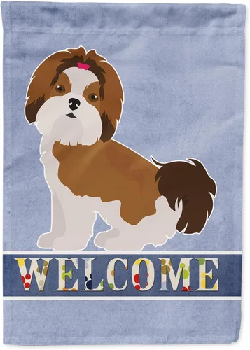 Vista 88 de Caroline's Treasures CK3645GF Bandera de bienvenida de bulldog inglés para jardín, bandera decorativa para patio exterior, obras de arte de patio