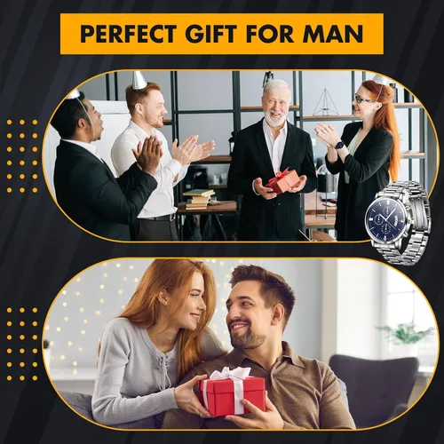 Vista 5 de Outus Juego de 6 relojes para hombre, correa de acero inoxidable, relojes de pulsera de cuarzo para hombres y niños, regalos de negocios, vestido