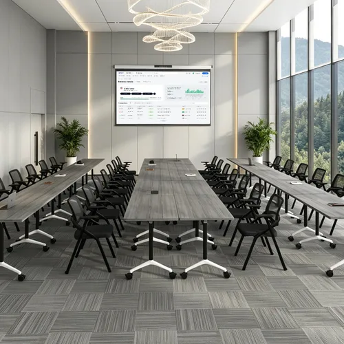 Vista 6 de 4 Pack Folding Conference Tables,47.2" Mobile Training Tables Grey
