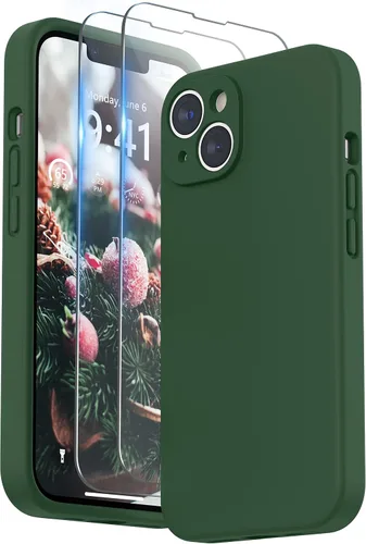Vista 15 de SURPHY Compatible con iPhone 14 Funda con protector de pantalla (protección para la cámara y forro de microfibra suave) Funda de silicona líquida