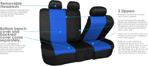 Vista 3 de TLH Juego completo de fundas de asiento de coche de neopreno, compatibles con bolsas de aire, accesorios interiores, protector de asiento