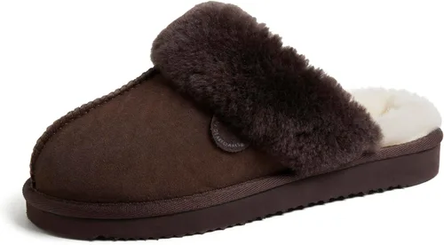 Vista 71 de Dearfoams Fireside Sydney Pantuflas anchas de piel de oveja para mujer, para interiores y exteriores