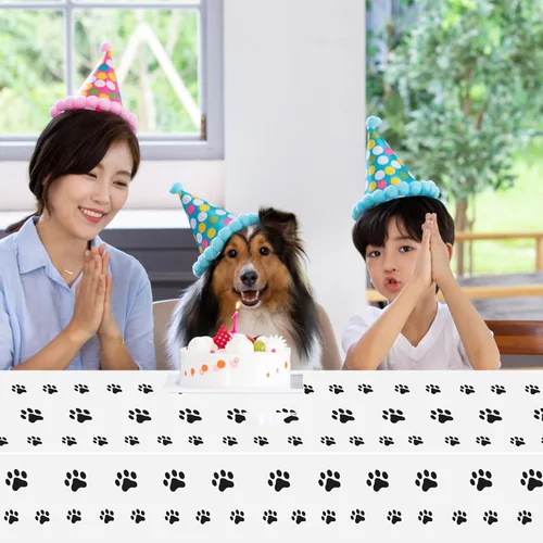 Vista 4 de ZAKVOOR Paquete de 4 manteles rectangulares de plástico con estampado de la Patrulla Canina de Cachorros, para suministros de fiesta temática