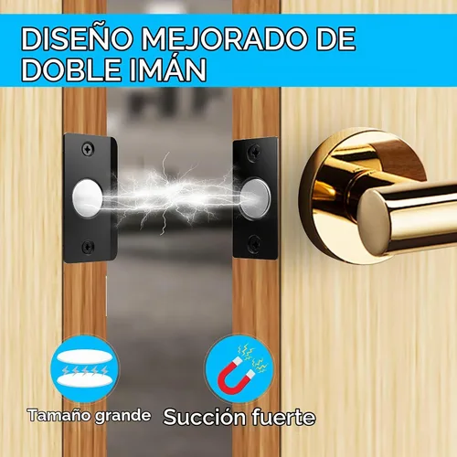 Vista 2 de Mousike Accesorios para atrapar bolas de puerta, cierre magnético oculto ajustable, placa de golpeo de acero inoxidable con fuerte succión Negro