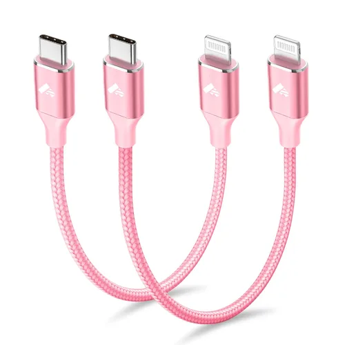 Vista 9 de Cable USB C a Lightning [certificado Apple MFi] Paquete de 2 cables de carga rápida para iPhone de 1 pie, cable de carga tipo C compatible