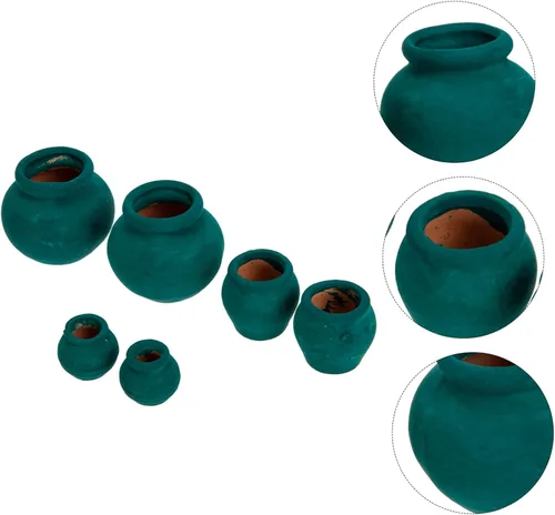 Vista 9 de Yardwe 2 juegos de macetas suculentas macetas pequeñas de arcilla macetas en miniatura para decoración 6 piezas x 2