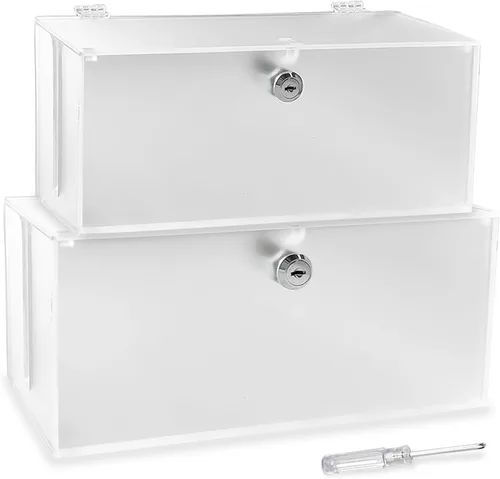 Vista 8 de Caja organizadora de cables de 2 piezas con cerradura, acrílico, caja organizadora de cables y cubierta de regleta de alimentación, organizador