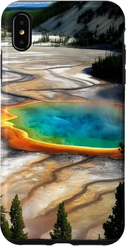 Vista 11 de Funda de vacaciones de verano para iPhone 16 Yellowstone National Park Rainbow geysers