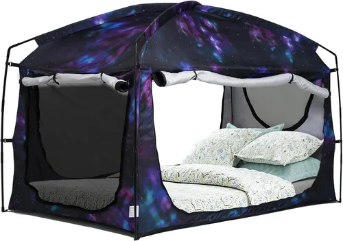 Vista 10 de Bed Tent,Portable Privacy Sleeping Bed Canopy,Blackout 90% Drapes for Kids and Adult,Indoor Space Tent with Breathable Large Mesh Windows