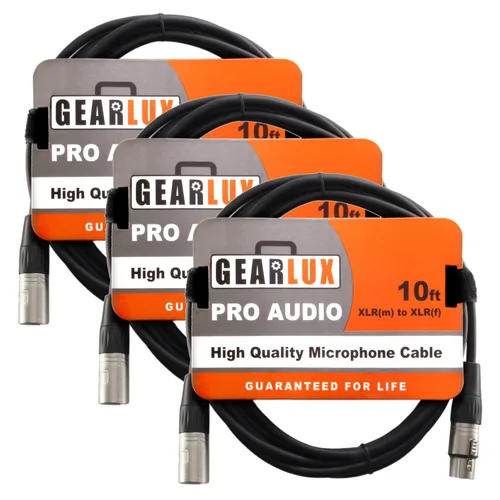 Vista 14 de Gearlux – Cable de micrófono XLR, completamente balanceado, macho a hembra, 25 pies - Paquete de 3