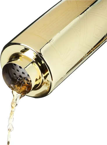 Vista 6 de Viski Art Deco - Coctelera de acero inoxidable grabada de 24 onzas con colador y acabado dorado