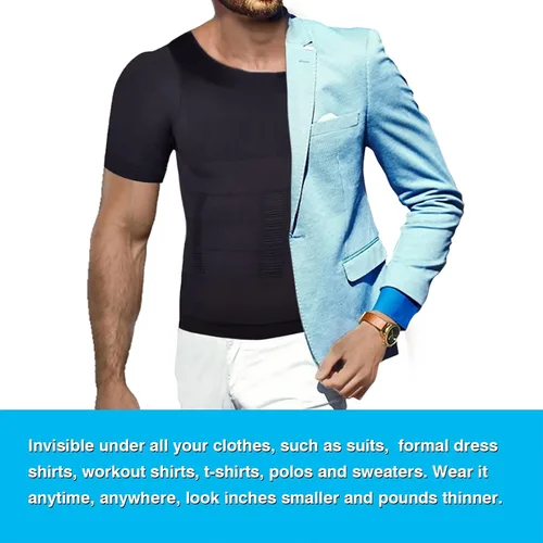 Vista 5 de Camisa de compresión para hombre, camiseta sin mangas adelgazante, chaleco de entrenamiento para abdominales, abdomen delgado, moldeador de cuerpo