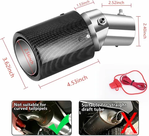Vista 6 de Tubo de escape universal de 1.4 a 2.1 pulgadas con luz LED, llama roja de carreras, silenciador de escape de automóvil, tubo luminoso