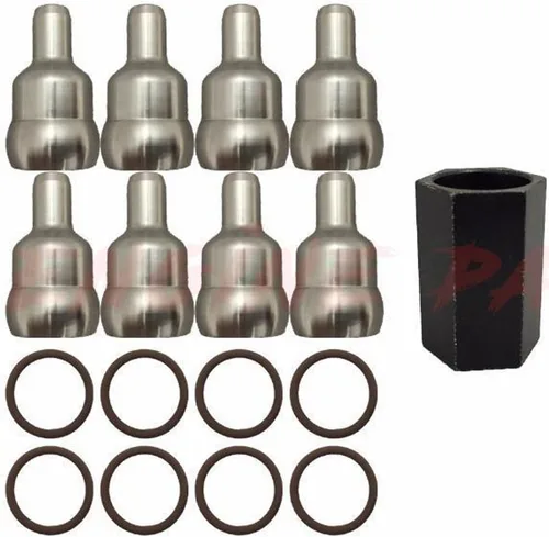 Vista 2 de Ford 6.0L Powerstroke Kit de reparación de fugas de riel de aceite, herramienta, juntas tóricas, + kits de sello del inyector