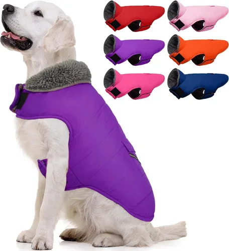 Vista 8 de MIGOHI - Abrigo de invierno cálido para perros - Chaqueta de invierno para perro, chaleco reflectante con forro polar, resistente al viento