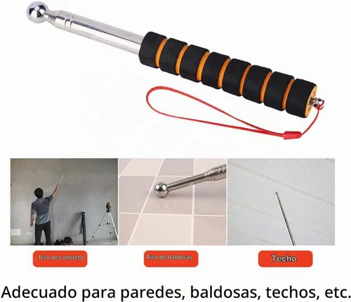Vista 7 de Martillo de inspección para el hogar, acero inoxidable, plata, mango de esponja antideslizante, 51.18 pulgadas