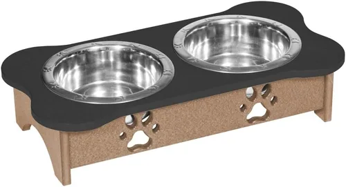 Vista 102 de Poly Lumber - Comedero doble de hueso mediano de 2 cuartos de galón, color negro