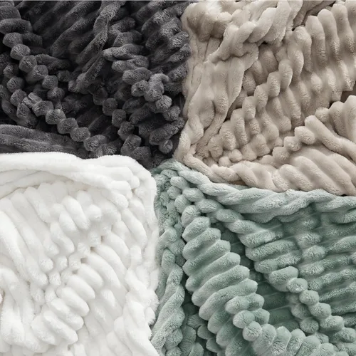 Vista 8 de Bedsure Tamaño de la manta de forro polar (gris oscuro y beige)