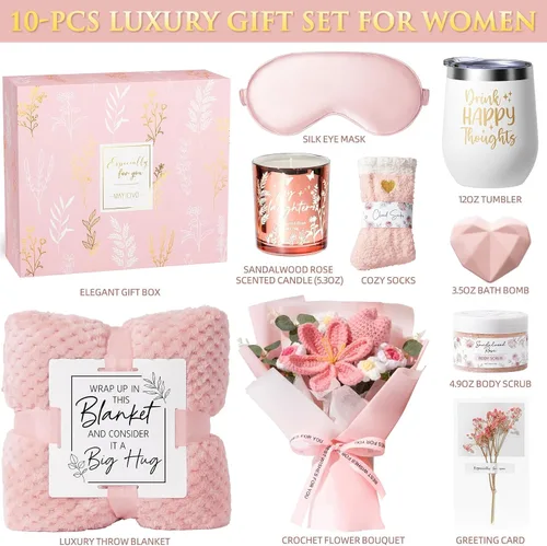 Vista 2 de Regalos de cumpleaños de Navidad para mujeres, paquete de cuidado personal Rosa - Rosa de sándalo