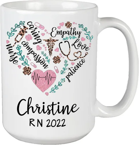 Vista 7 de Exfoliantes de café y guantes de goma #Nurselife, taza de café impresa para enfermera, regalo para enfermera (diseño 1, 11 onzas)