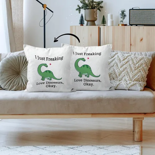 Vista 8 de HIWX Fundas de almohada de dinosaurio de 18 x 18 pulgadas de doble cara, regalos para amantes de los dinosaurios para niños, niñas, mujeres