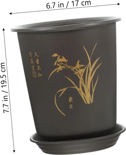 Vista 2 de 3 Sets Plastic Orchid Planter Pots with Saucers, Indoor Planters for Home