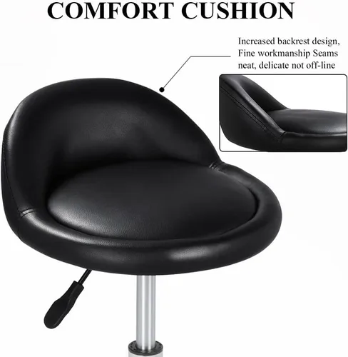 Vista 6 de Yaheetech - Silla de salón giratoria con ruedas ajustables en altura, con respaldo hidráulico ergonómico, para tatuajes, masajes faciales, manicura