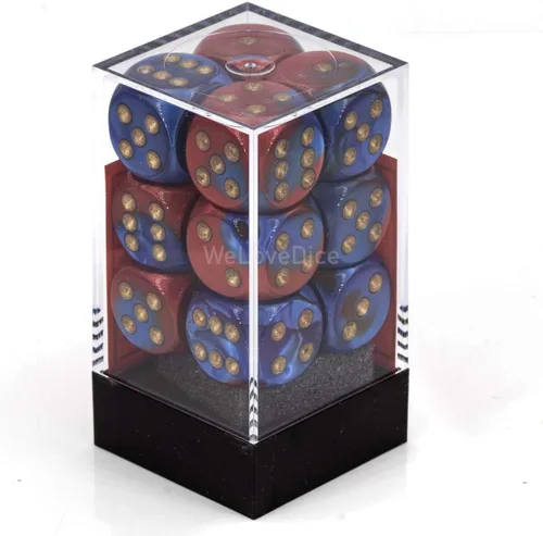Vista 2 de DND - Juego de dados Chessex D&D de 0.630 in, juego de dados poliédricos de plástico Géminis, color azul, rojo y dorado, dados de mazmorras