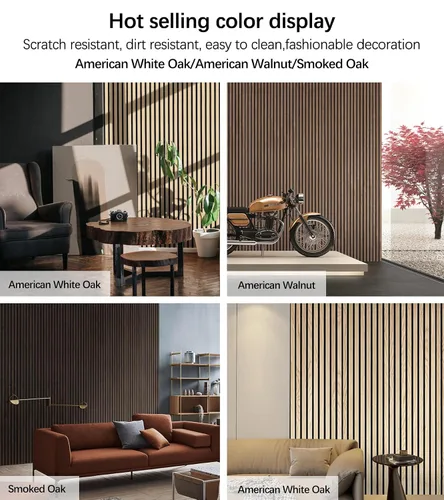 Vista 8 de Paneles de pared 3D para decoración de paredes interiores, paquete de 2 paneles de madera para pared, paneles acústicos de chapa de madera auténtica