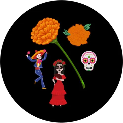Vista 3 de Dia de Los Muertos - PopSockets intercambiables con diseño de caléndula mexicana